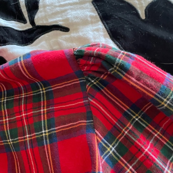 Vintage mockneck red plaid flannel double button blouse - Picture 3 of 7